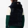 Gilet matelassé en peau lainée Marron/Bleu marine Gilet matelassé en peau lainée Marron/Bleu marine