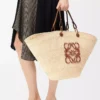 Grand sac Anagram Basket en palmier iraca et cuir de veau Naturel/Tan