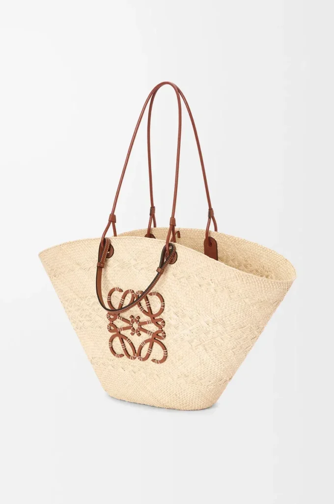 Grand sac Anagram Basket en palmier iraca et cuir de veau Naturel/Tan