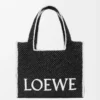 Grand sac fourre-tout LOEWE Font en raphia Noir