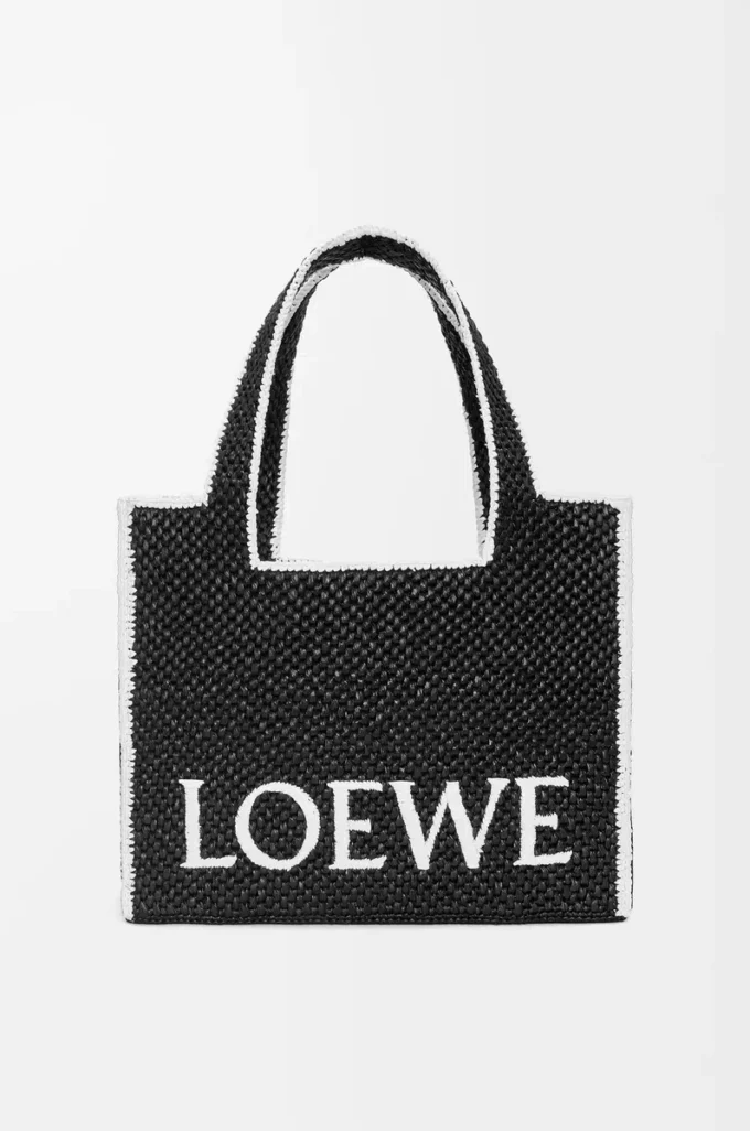 Grand sac fourre-tout LOEWE Font en raphia Noir