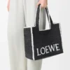Grand sac fourre-tout LOEWE Font en raphia Noir