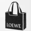 Grand sac fourre-tout LOEWE Font en raphia Noir