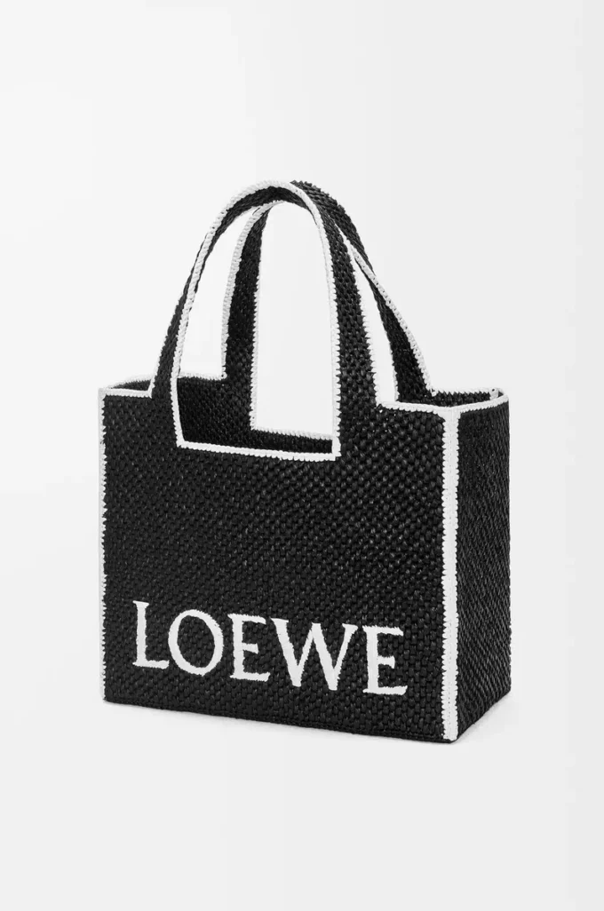 Grand sac fourre-tout LOEWE Font en raphia Noir