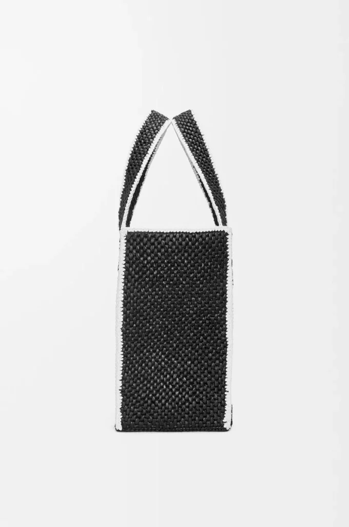 Grand sac fourre-tout LOEWE Font en raphia Noir