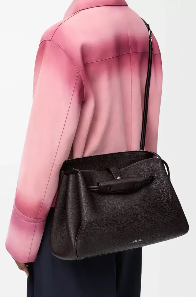 Grand sac Madrid en cuir de veau grainé souple Dark Ebony