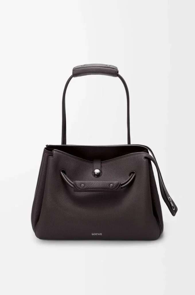 Grand sac Madrid en cuir de veau grainé souple Dark Ebony