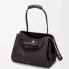 Grand sac Madrid en cuir de veau grainé souple Dark Ebony