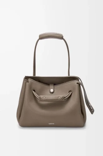 Grand sac Madrid en cuir de veau grainé souple Taupe
