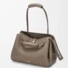 Grand sac Madrid en cuir de veau grainé souple Taupe