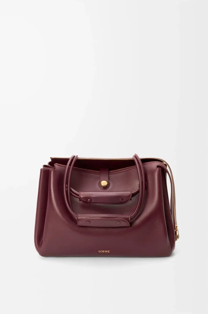 Grand sac Madrid en cuir de veau souple Bordeaux foncé