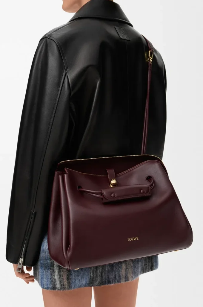 Grand sac Madrid en cuir de veau souple Bordeaux foncé