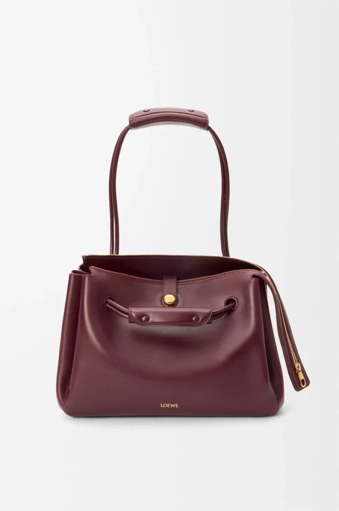 Grand sac Madrid en cuir de veau souple Bordeaux foncé