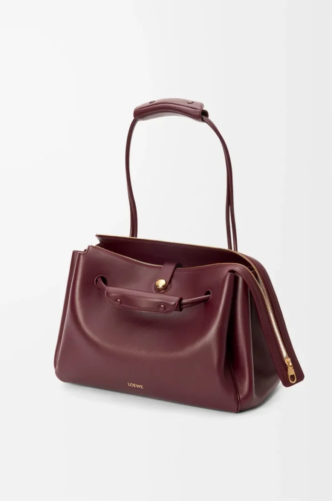 Grand sac Madrid en cuir de veau souple Bordeaux foncé