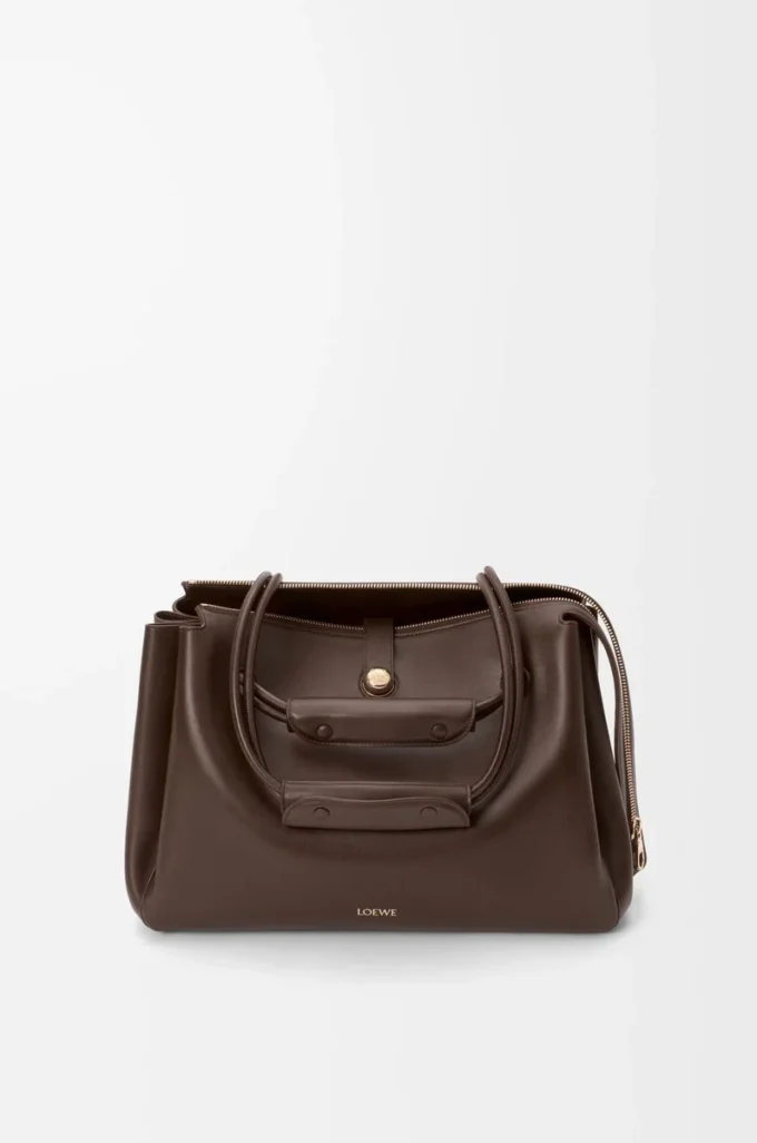 Grand sac Madrid en cuir de veau souple marron foncé