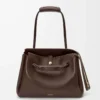 Grand sac Madrid en cuir de veau souple marron foncé