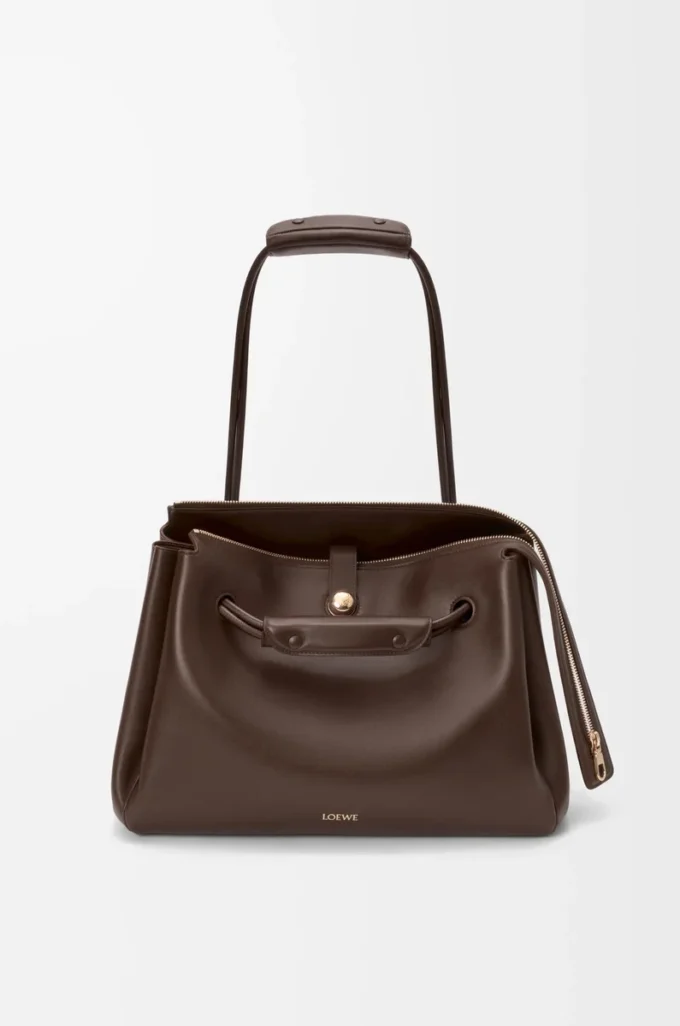 Grand sac Madrid en cuir de veau souple marron foncé