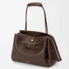 Grand sac Madrid en cuir de veau souple marron foncé