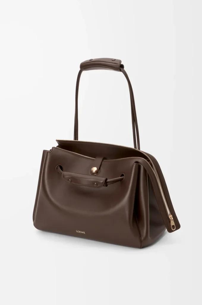 Grand sac Madrid en cuir de veau souple marron foncé