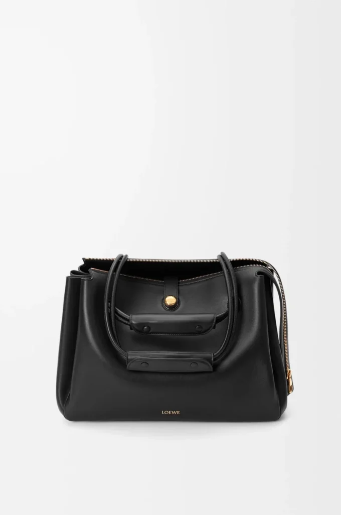 Grand sac Madrid en cuir de veau souple noir