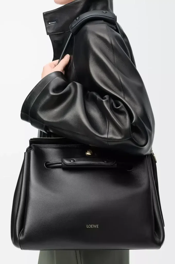Grand sac Madrid en cuir de veau souple noir