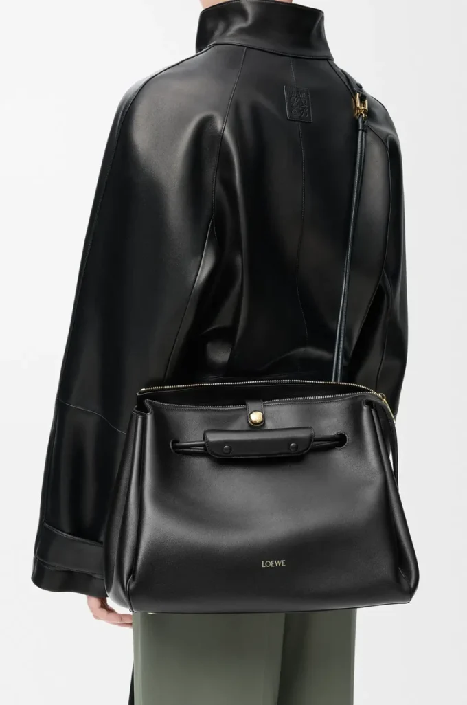Grand sac Madrid en cuir de veau souple noir