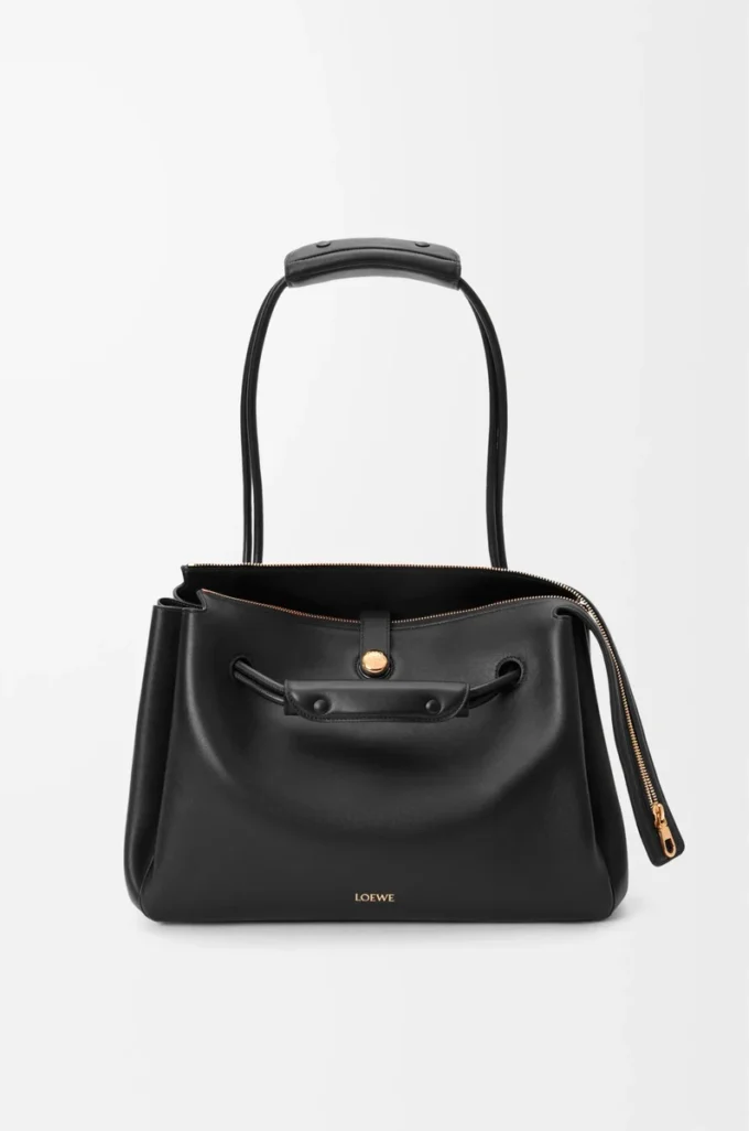 Grand sac Madrid en cuir de veau souple noir
