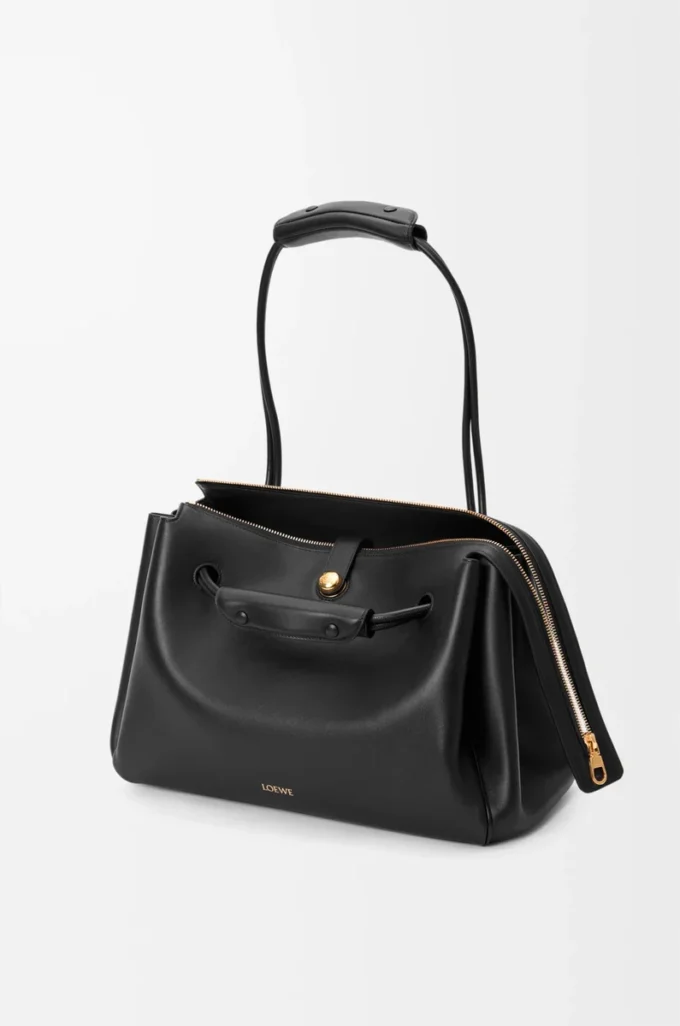 Grand sac Madrid en cuir de veau souple noir