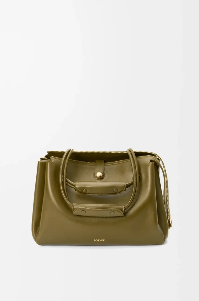 Grand sac Madrid en cuir de veau souple Olive