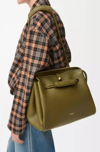 Grand sac Madrid en cuir de veau souple Olive
