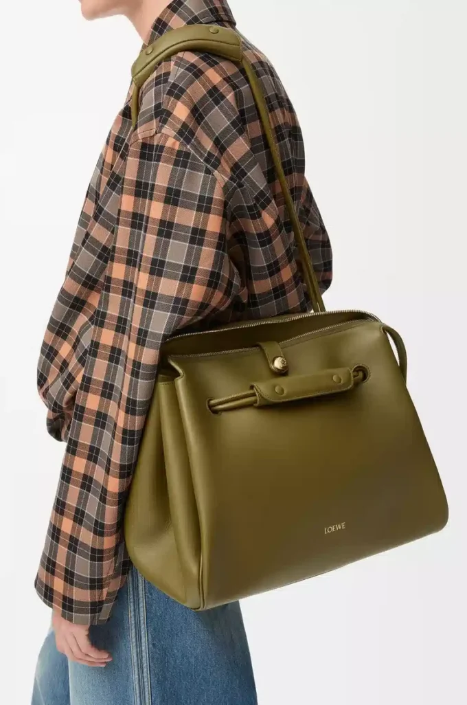 Grand sac Madrid en cuir de veau souple Olive