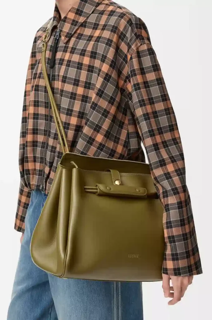 Grand sac Madrid en cuir de veau souple Olive