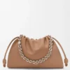 Grand sac à main Flamenco en cuir d&rsquo;agneau nappa moelleux Mocha