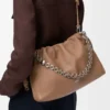 Grand sac à main Flamenco en cuir d&rsquo;agneau nappa moelleux Mocha