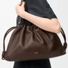 Grand sac à main Flamenco en cuir d&rsquo;agneau nappa souple Marron foncé