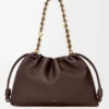 Grand sac à main Flamenco en cuir d&rsquo;agneau nappa souple Marron foncé