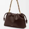 Grand sac à main Flamenco en cuir d&rsquo;agneau nappa souple Marron foncé