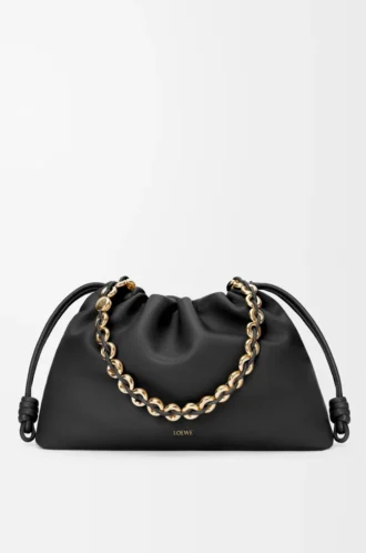 Grand sac à main Flamenco en cuir d&rsquo;agneau nappa souple Noir