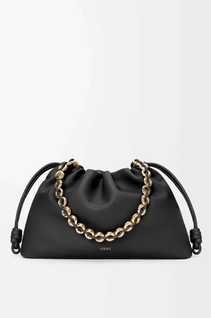 Grand sac à main Flamenco en cuir d&rsquo;agneau nappa souple Noir