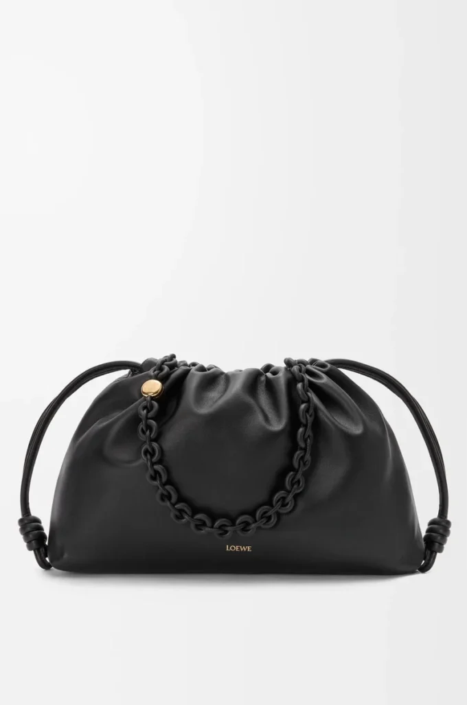 Grand sac à main Flamenco en cuir d&rsquo;agneau nappa souple Noir