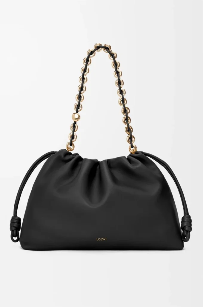 Grand sac à main Flamenco en cuir d&rsquo;agneau nappa souple Noir