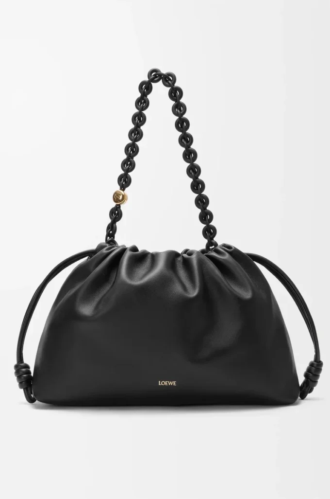 Grand sac à main Flamenco en cuir d&rsquo;agneau nappa souple Noir