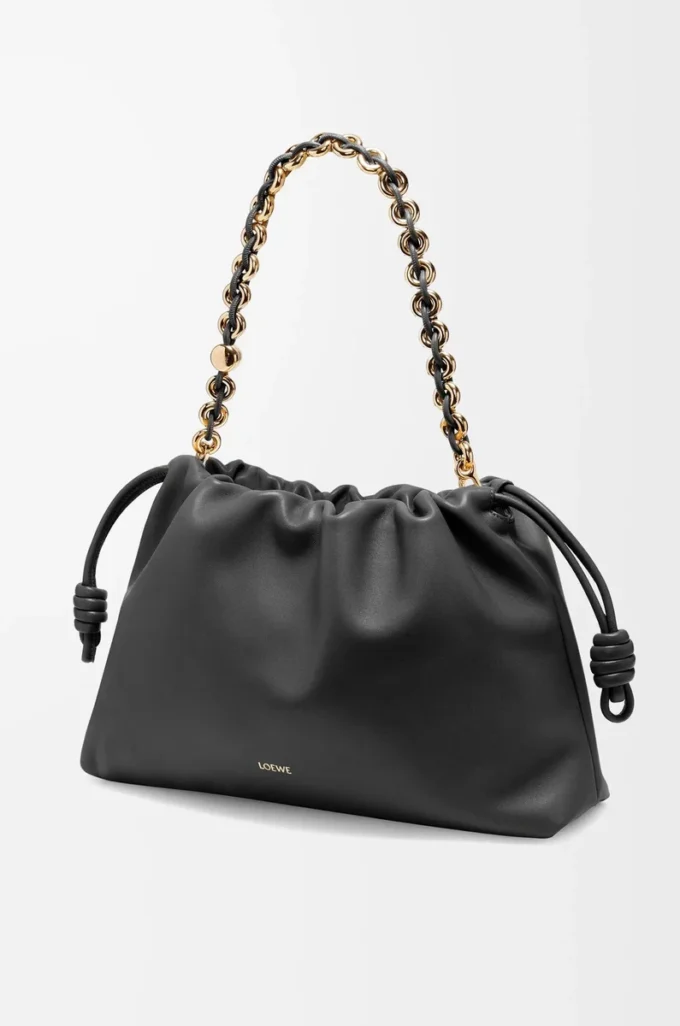 Grand sac à main Flamenco en cuir d&rsquo;agneau nappa souple Noir