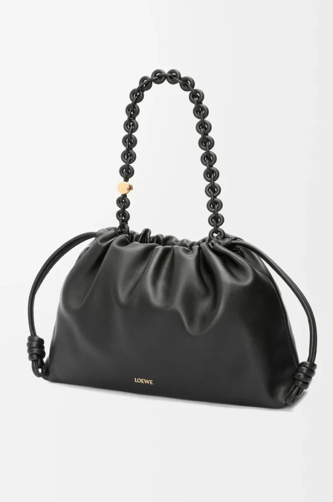 Grand sac à main Flamenco en cuir d&rsquo;agneau nappa souple Noir