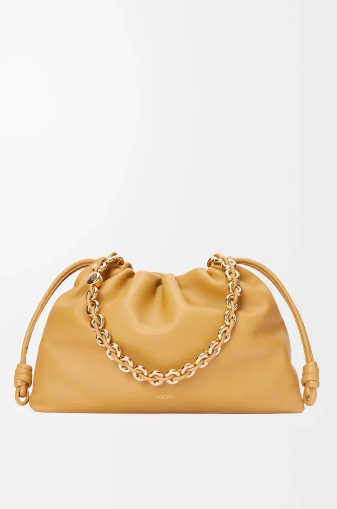 Grand sac à main Flamenco en cuir d&rsquo;agneau nappa souple Sahara