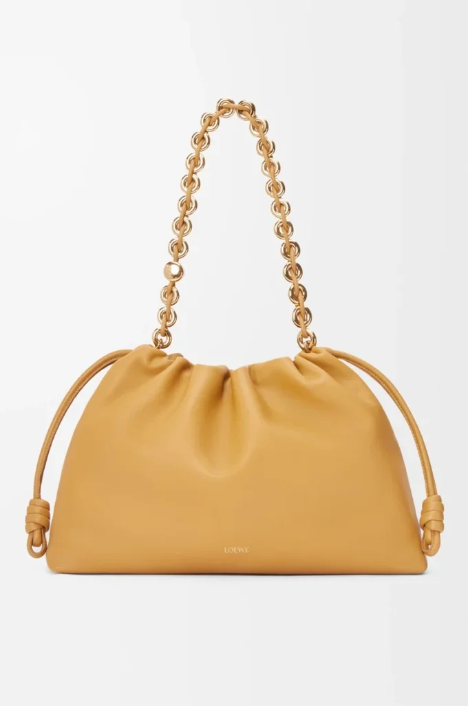 Grand sac à main Flamenco en cuir d&rsquo;agneau nappa souple Sahara