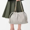Grand sac à main Flamenco en cuir d&rsquo;agneau nappa souple Shell Grey