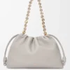 Grand sac à main Flamenco en cuir d&rsquo;agneau nappa souple Shell Grey