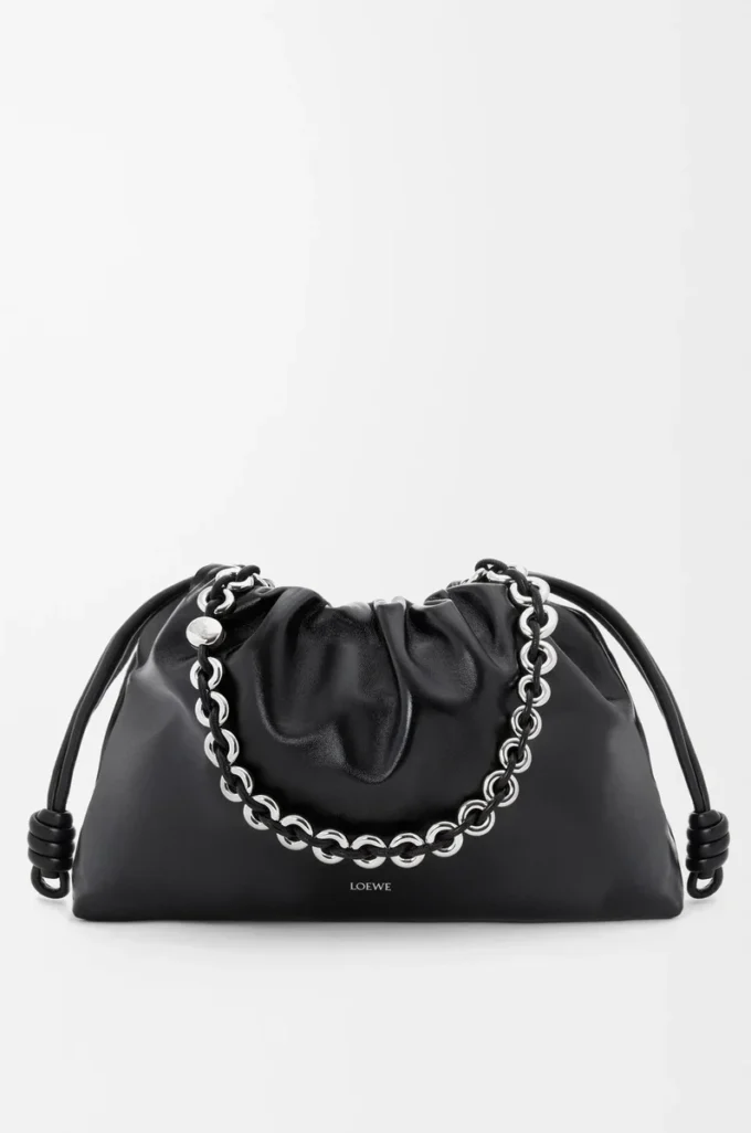 Grand sac à main Flamenco en cuir d&rsquo;agneau nappa verni Noir
