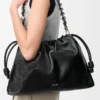 Grand sac à main Flamenco en cuir d&rsquo;agneau nappa verni Noir